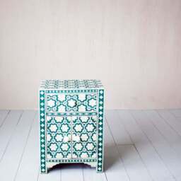 Graham and Green Jade Green Floral Bone Inlay Bedside Table - thumbnail 3
