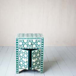 Graham and Green Jade Green Floral Bone Inlay Bedside Table - thumbnail 4