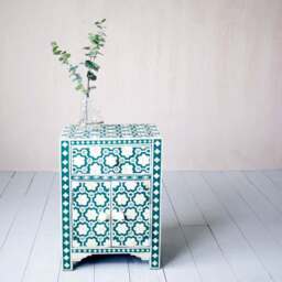 Graham and Green Jade Green Floral Bone Inlay Bedside Table - thumbnail 2