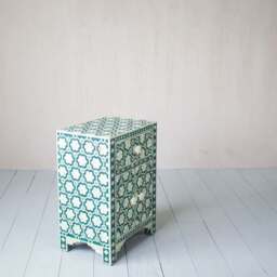Graham and Green Jade Green Floral Bone Inlay Bedside Table - thumbnail 6