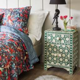 Graham and Green Jade Green Floral Bone Inlay Bedside Table - thumbnail 1