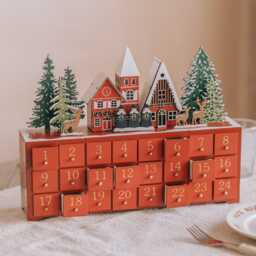 Graham and Green Red Wooden LED Advent Calender - thumbnail 2