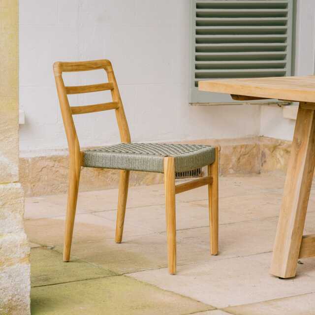 Graham and Green Noa Green Teak Wood Outdoor Dining Chair - image 1
