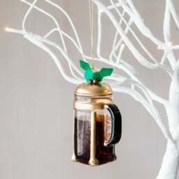 Graham and Green Cafetiere Coffee Christmas Tree Decoration