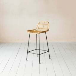 Graham and Green Ola Graphic Weave Rattan Kitchen Stool - thumbnail 1