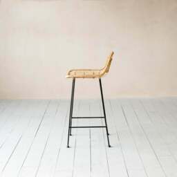 Graham and Green Ola Graphic Weave Rattan Kitchen Stool - thumbnail 2
