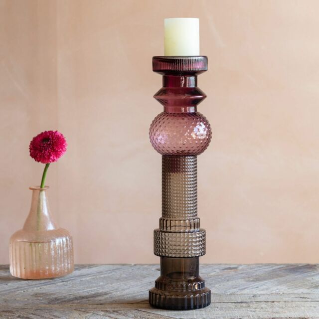Graham and Green Purple and Grey Glass Candle Holder - image 1
