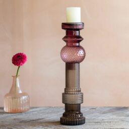 Graham and Green Purple and Grey Glass Candle Holder - thumbnail 1