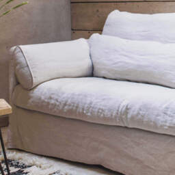 Graham and Green Jasmine Natural Belgian Linen Three Seater Sofa - thumbnail 3