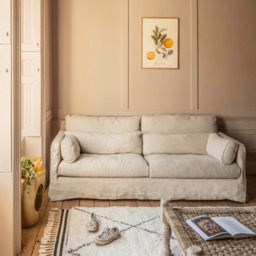 Graham and Green Jasmine Natural Belgian Linen Three Seater Sofa - thumbnail 2
