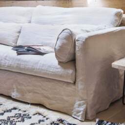 Graham and Green Jasmine Natural Belgian Linen Three Seater Sofa - thumbnail 4