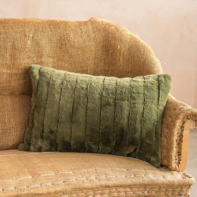 Graham and Green Olive Green Ribbed Cushion - image 1