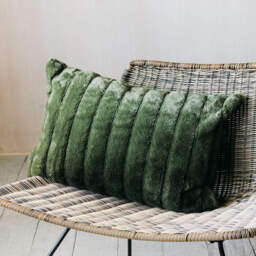 Graham and Green Olive Green Ribbed Cushion - thumbnail 2