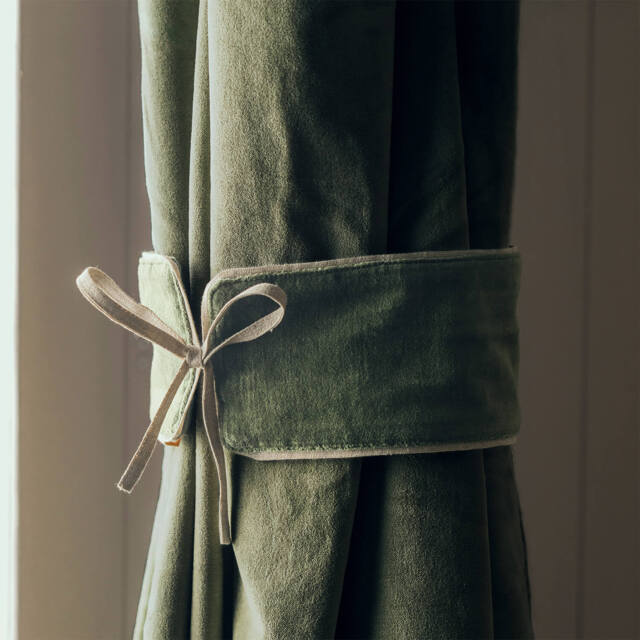Graham and Green Set of Two Olive Velvet Tie Backs