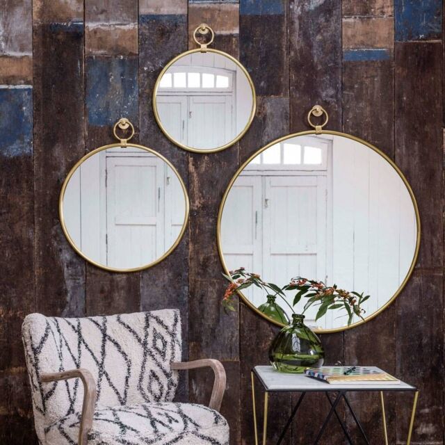 Graham and Green Large Antiqued Gold Pendant Mirror - image 1