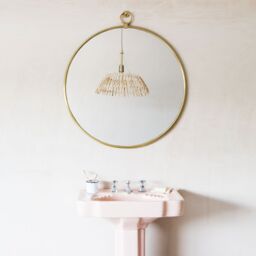 Graham and Green Large Antiqued Gold Pendant Mirror - thumbnail 2