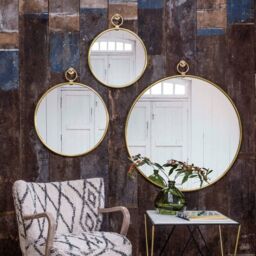 Graham and Green Large Antiqued Gold Pendant Mirror
