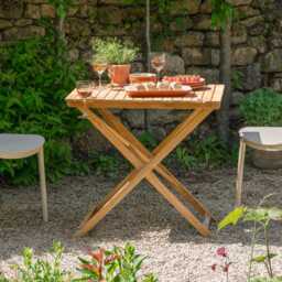 Graham and Green Teak Wood Folding Café Table - thumbnail 1