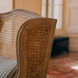 Graham and Green Caden Blue Stripe Cane Armchair - thumbnail 5
