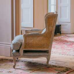 Graham and Green Caden Blue Stripe Cane Armchair - thumbnail 3