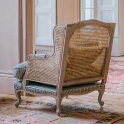 Graham and Green Caden Blue Stripe Cane Armchair - thumbnail 4