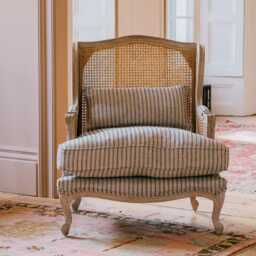 Graham and Green Caden Blue Stripe Cane Armchair - thumbnail 2