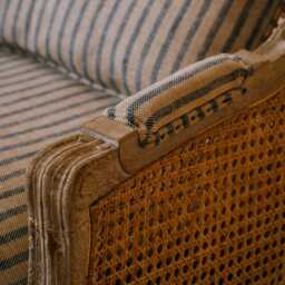 Graham and Green Caden Blue Stripe Cane Armchair - thumbnail 6