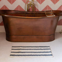 Graham and Green Blue Striped Tufted Bath Mat