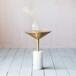 Graham and Green Mildred Gold and Marble Side Table - thumbnail 3