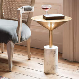 Graham and Green Mildred Gold and Marble Side Table - thumbnail 1