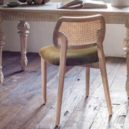 Graham and Green Erin Olive Velvet and Cane Dining Chair - thumbnail 2