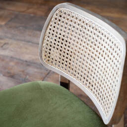 Graham and Green Erin Olive Velvet and Cane Dining Chair - thumbnail 5