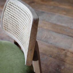 Graham and Green Erin Olive Velvet and Cane Dining Chair - thumbnail 6