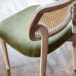 Graham and Green Erin Olive Velvet and Cane Dining Chair - thumbnail 4