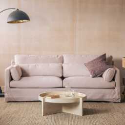 Graham and Green Jasmine Powder Pink Caleido Three Seater Sofa