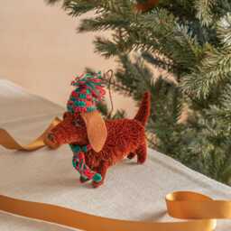 Graham and Green Bristle Dachshund Christmas Tree Decoration