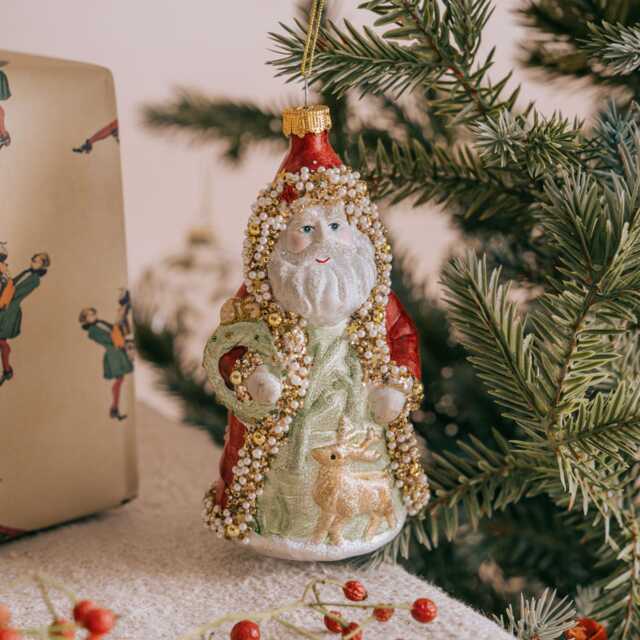 Graham and Green Santa with Reindeer Christmas Tree Decoration - image 1
