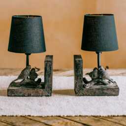 Graham and Green Set of Two Bird Bookend Table Lamps with shades - thumbnail 3