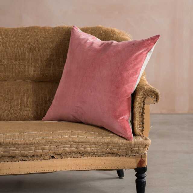 Graham and Green Tea Rose Velvet & Linen Backed Large Square Cushion - image 1