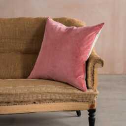 Graham and Green Tea Rose Velvet & Linen Backed Large Square Cushion