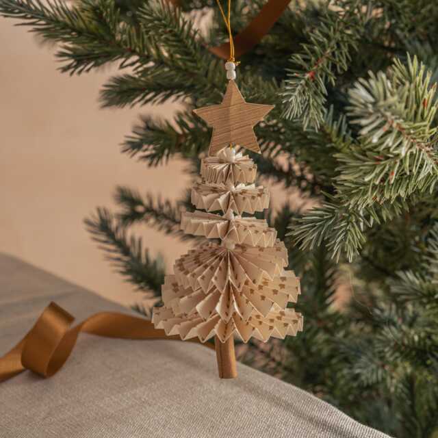 Graham and Green White & Gold Paper Christmas Tree Decoration - image 1