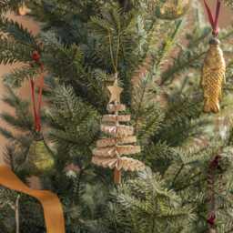 Graham and Green White & Gold Paper Christmas Tree Decoration - thumbnail 3