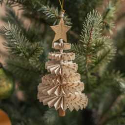 Graham and Green White & Gold Paper Christmas Tree Decoration - thumbnail 2