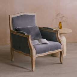 Graham and Green Autumn Grey Velvet Armchair
