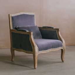 Graham and Green Autumn Grey Velvet Armchair - thumbnail 2