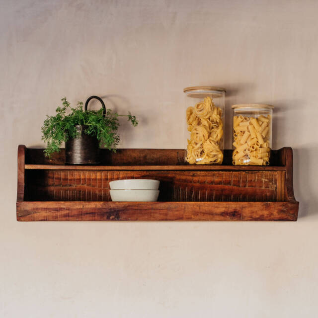 Graham and Green Recycled Wood Two Tier Shelf 80cm