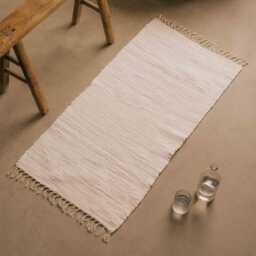 Graham and Green Cream Rag Rug Floor Runner 60 x 120cm - thumbnail 2