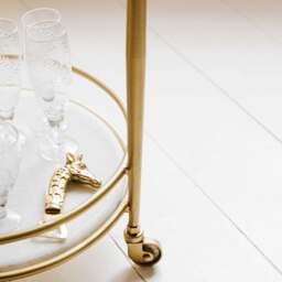 Graham and Green Round Drinks Trolley with Marble Shelves - thumbnail 5