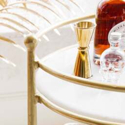 Graham and Green Round Drinks Trolley with Marble Shelves - thumbnail 3
