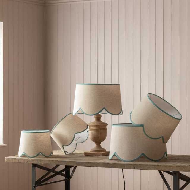 "12"" Turquoise Scallop Lamp Shade" - image 1